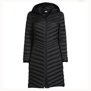 Lands' End Women's Wanderweight Packable Down Coat - Black XL